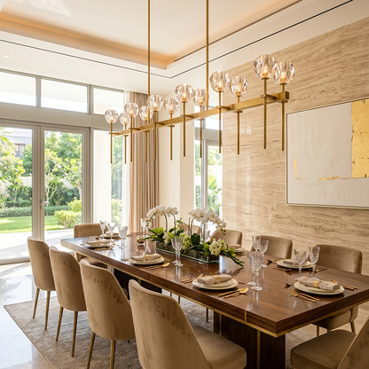 Crystal Ball Double Glass Linear Chandelier