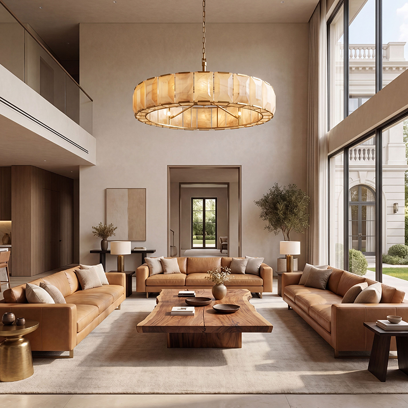 Harlow Calcite Round Chandelier