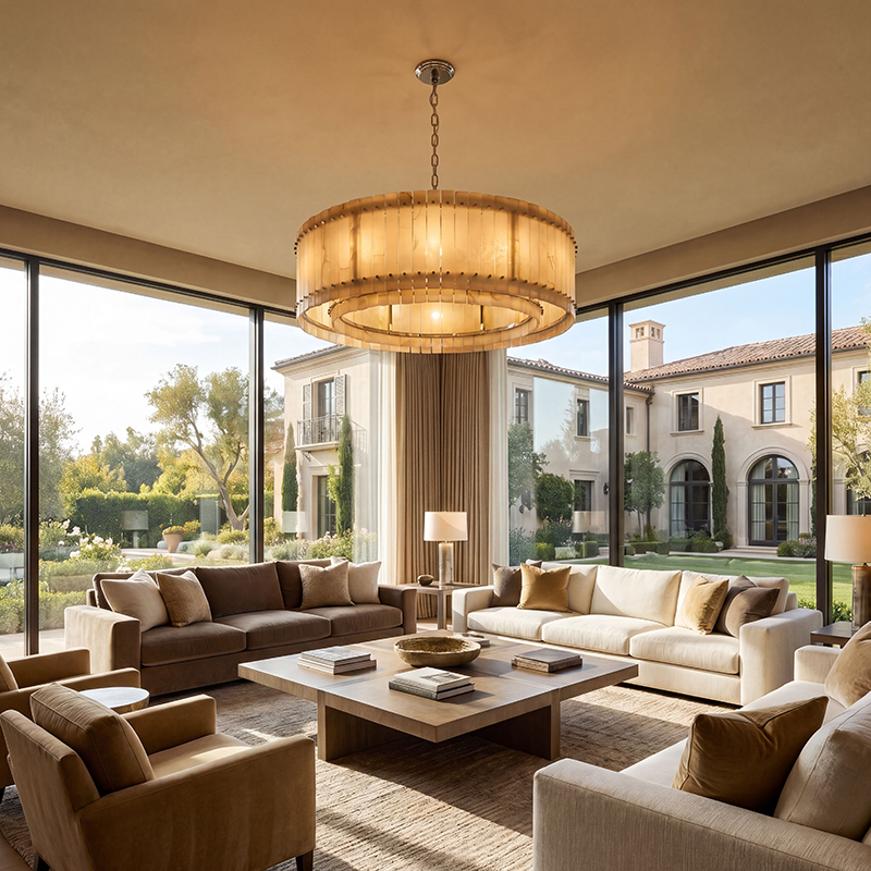 San Marco Modern Alabaster Round Chandelier