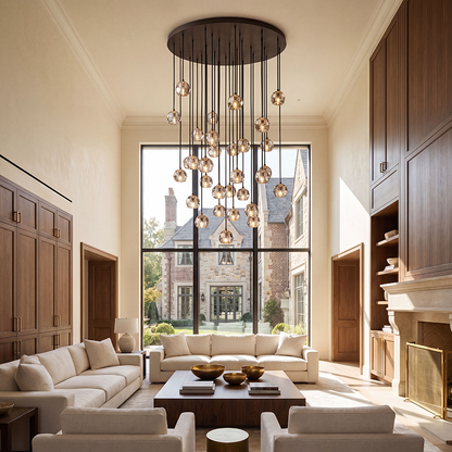 Clear Glass Round Cluster Chandelier