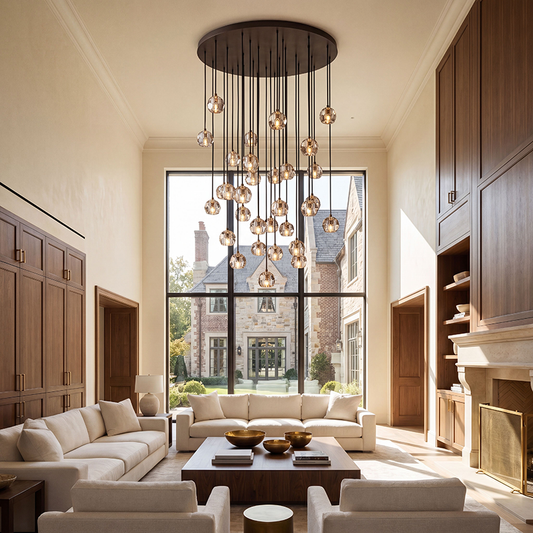 Clear Glass Round Cluster Chandelier