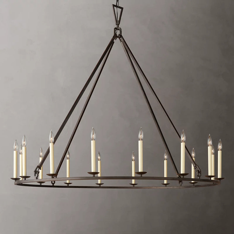 19Th C. Brass Round Chandelier