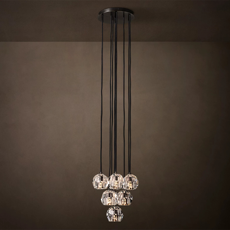 Clear Glass Round Cluster Chandelier