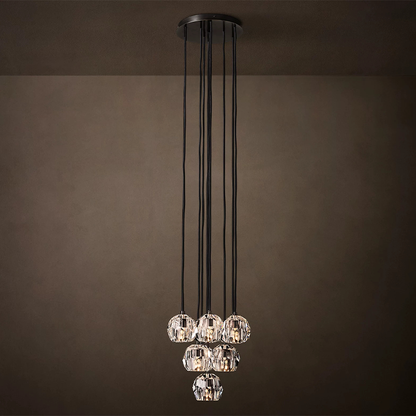 Clear Glass Round Cluster Chandelier