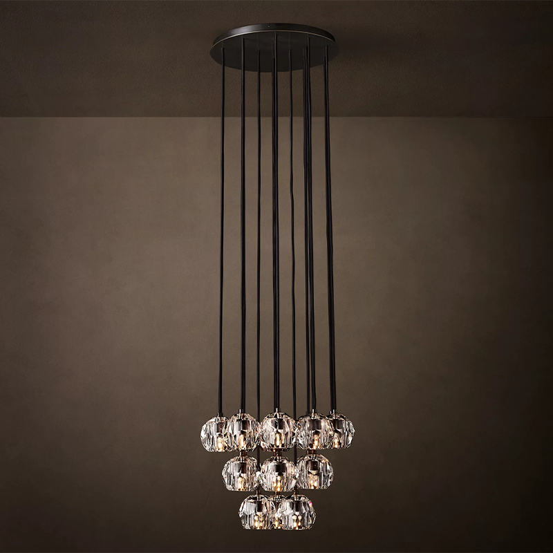Clear Glass Round Cluster Chandelier