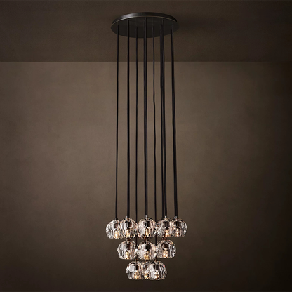 Clear Glass Round Cluster Chandelier
