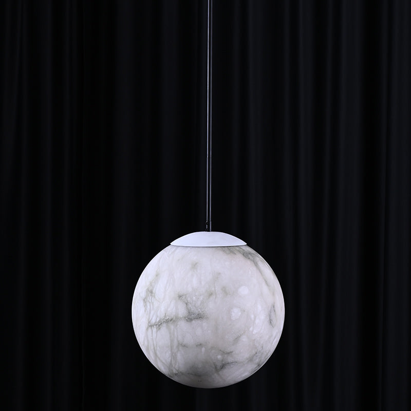 Hand-Carved Alabaster Globe Pendant
