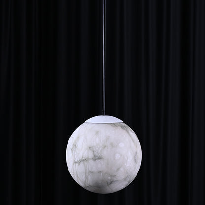 Hand-Carved Alabaster Globe Pendant