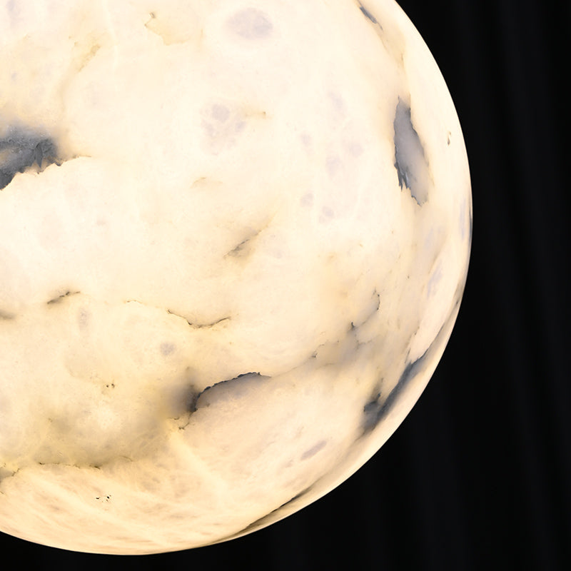 Hand-Carved Alabaster Globe Pendant