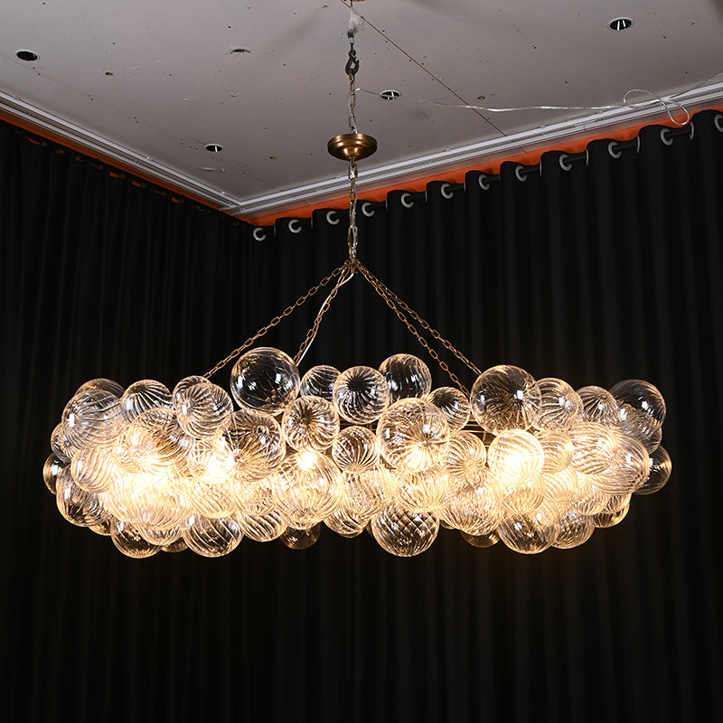 Ribbed Glass Globe Chandelier