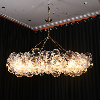 Ribbed Glass Globe Chandelier