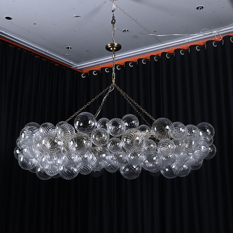 Ribbed Glass Globe Chandelier