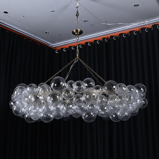 Ribbed Glass Globe Chandelier