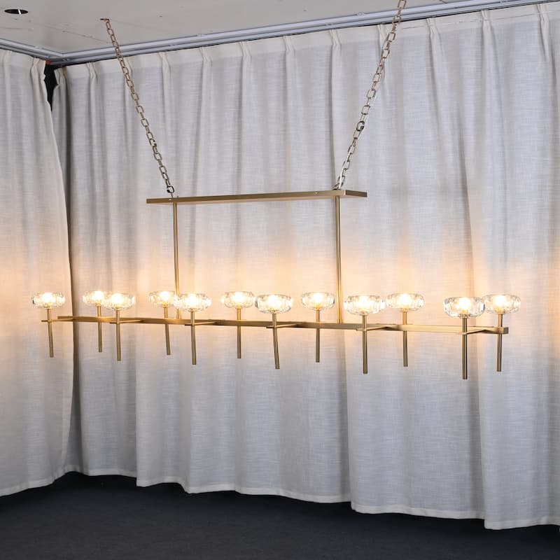 Crystal Ball Double Glass Linear Chandelier