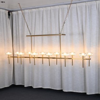 Crystal Ball Double Glass Linear Chandelier