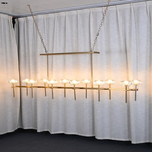 Crystal Ball Double Glass Linear Chandelier
