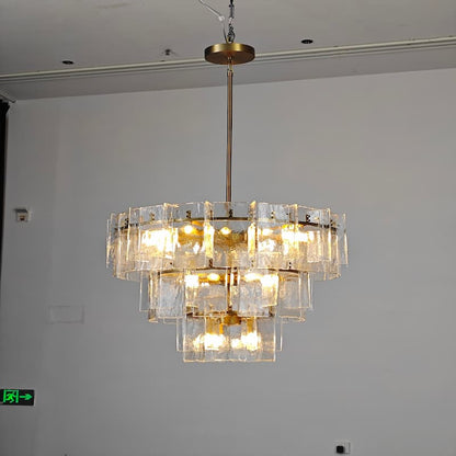 Lattice Tiered Glass Round Chandelier