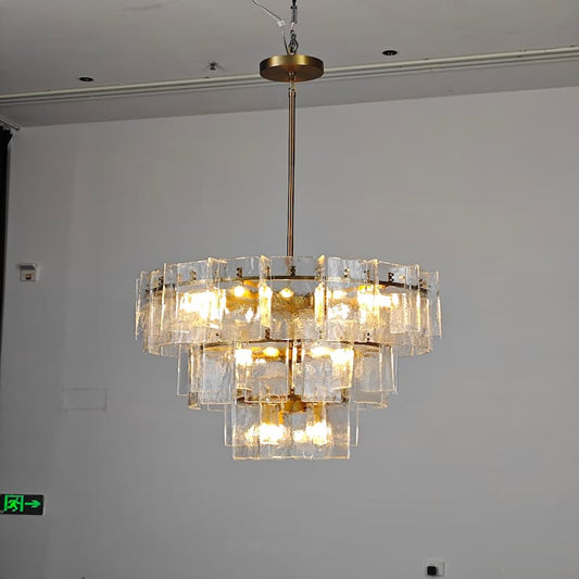Lattice Tiered Glass Round Chandelier