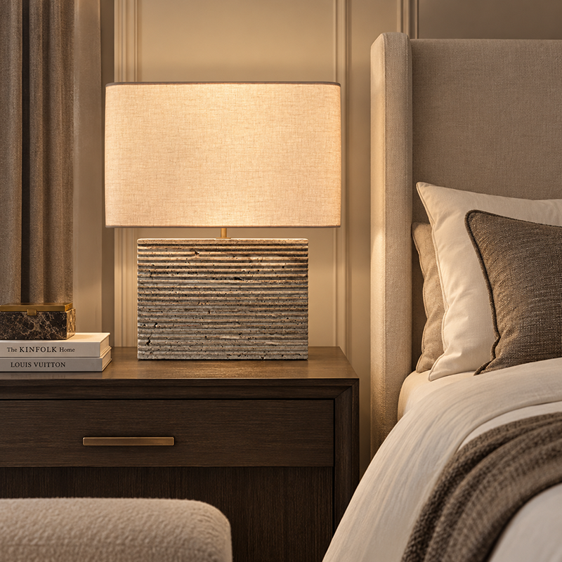 Ribbed Marble Table Lamp