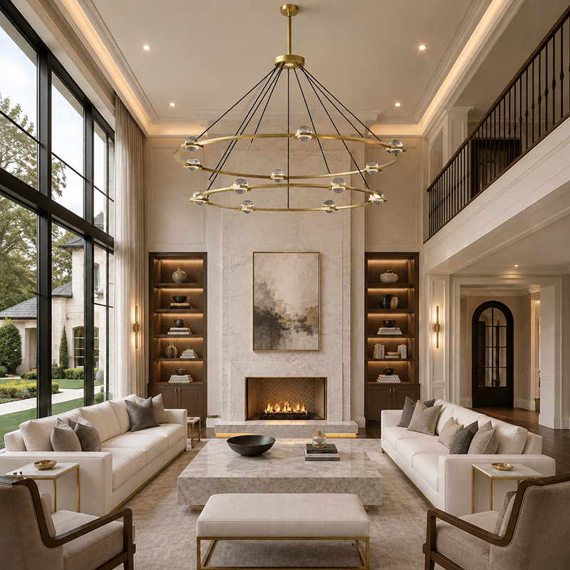 Two-Tier Round Crystal Chandelier