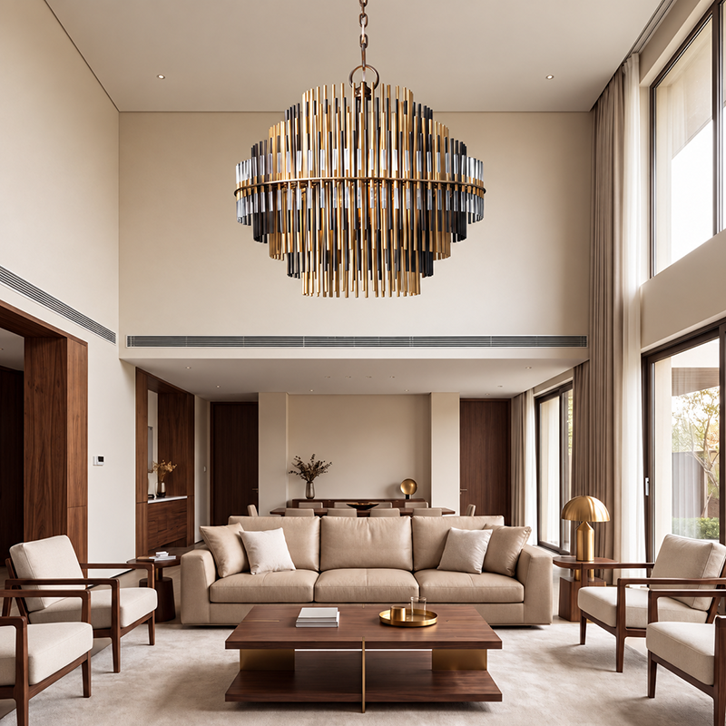 Modern Mixed Metal Chandelier
