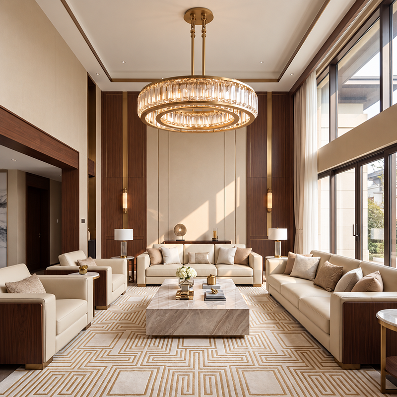 Double Ring K9 Crystal Chandelier