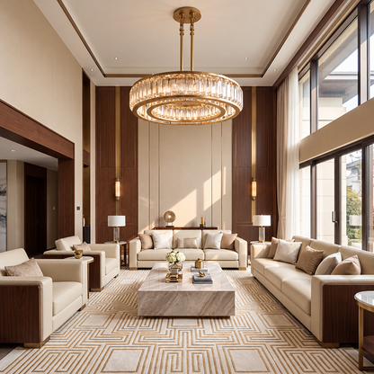 Double Ring K9 Crystal Chandelier