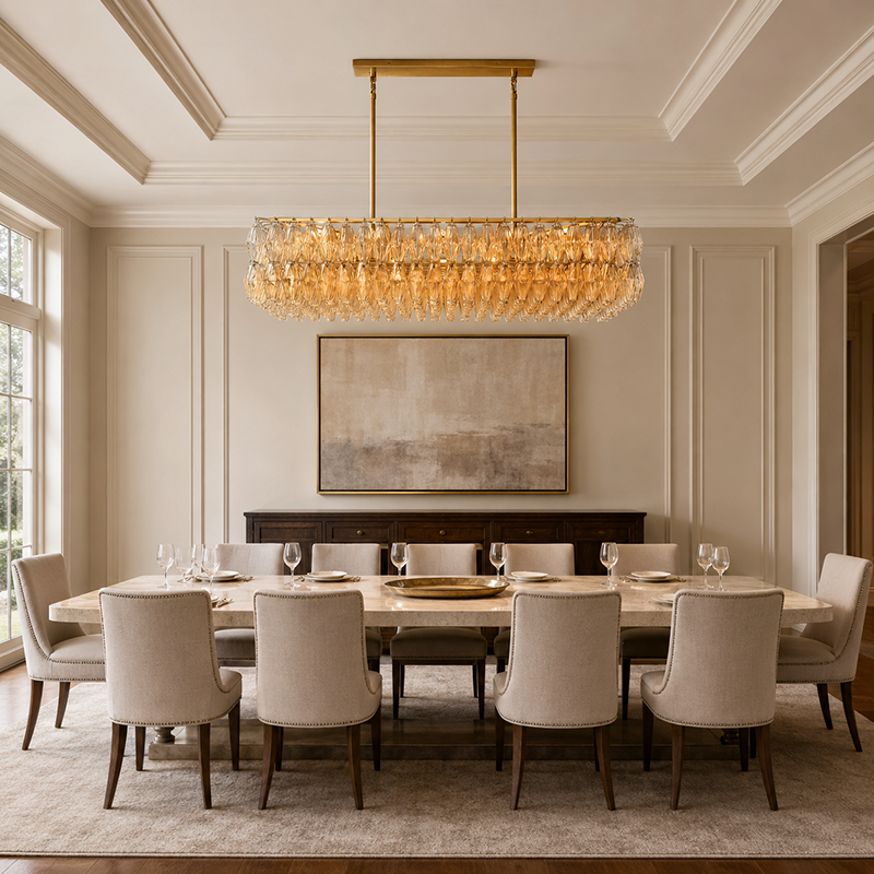 Chiara Modern Glass Rectangular Chandelier